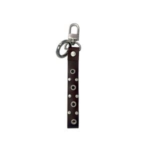 DARK BROWN EYELET LEATHER KEYRING