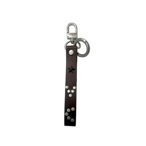 DARK BROWN EYELET LEATHER KEYRING