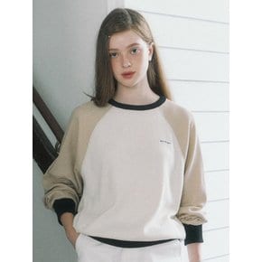 Two-tone Waffle Sweatshirt - Beige