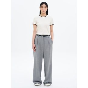골지 배색 반팔 티셔츠  아이보리 (325242LY30)