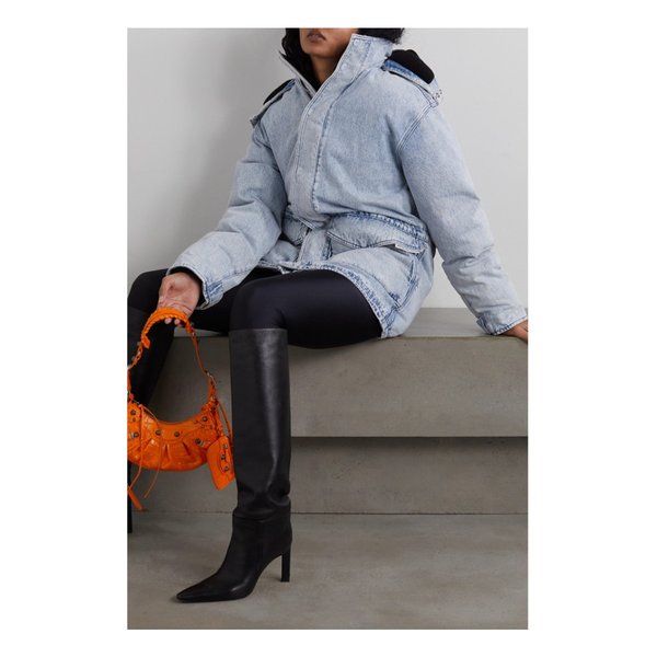 오버사이즈 후드 패딩 블리치 데님 재킷 1647597285618383