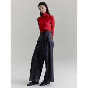 Surin Pintucked Wool Wide Pants - Dark Grey