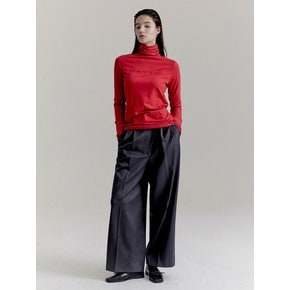 Surin Pintucked Wool Wide Pants - Dark Grey