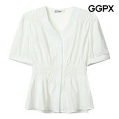 Y버튼 셔링 스모크 블라우스 (GP5SH051F)