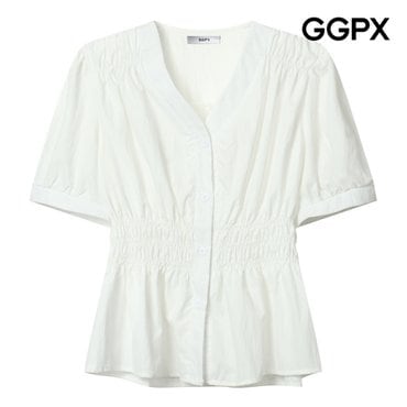 GGPX Y버튼 셔링 스모크 블라우스 (GP5SH051F)