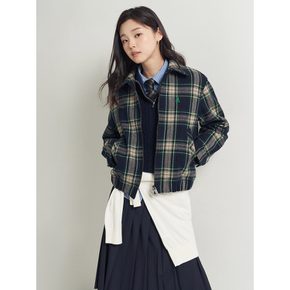 체크 헤링턴 숏 코트 - 그린 (BF5X30C01M)