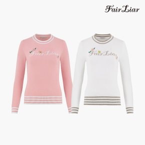 여성 플라워 로고 라운드 니트 FS3SW02F
