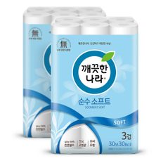 3겹 데코 순수 소프트 화장지 30m 30롤 2팩