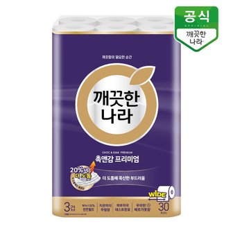깨끗한나라 촉앤감 프리미엄 3겹화장지 30m 30롤 X 1팩