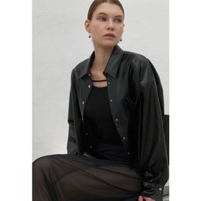 (BL-4207)RUDD CROPPED LEATHER BLOUSE