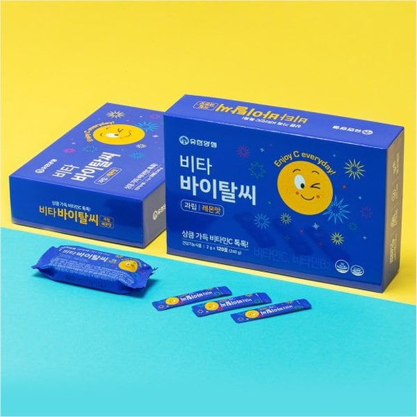 유한 비타 바이탈씨 비타민C 가루 1000mg 120포, 2개 비타민 스틱