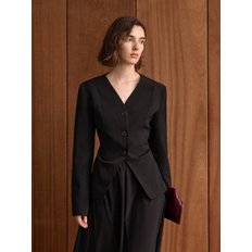 YY_V-neck commuter slim jacket_BLACK