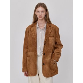 Suede Blazer Jacket - Brown