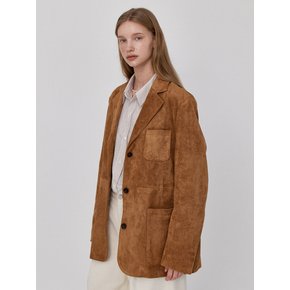 Suede Blazer Jacket - Brown