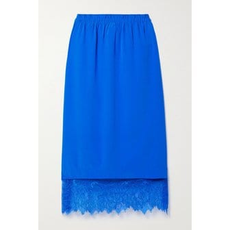 씨뉴욕 로레인 레이스 트리밍 실크 크레이프 드 신 미디 스커트 코발트 블루 1647597326190130