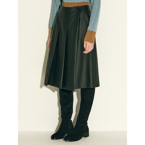 vegan leather pleats wrap skirt