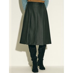 vegan leather pleats wrap skirt