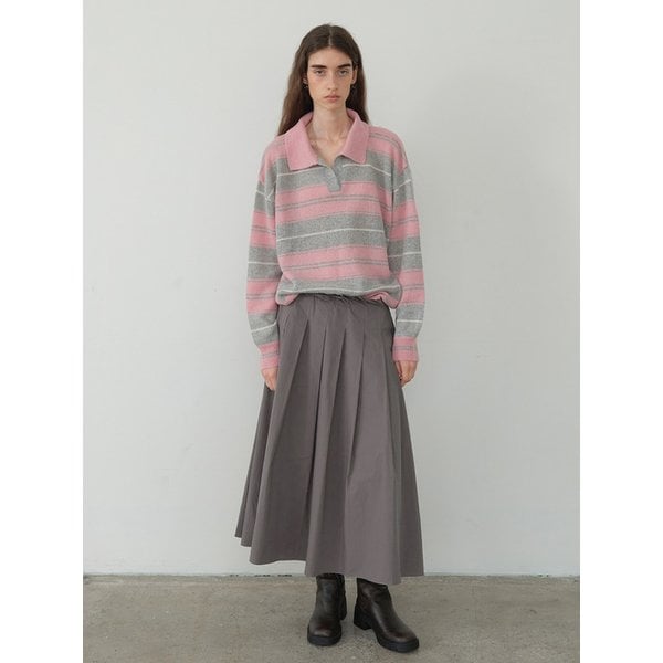 [리퍼브] 사이드 버튼 플리츠 스커트 MOKA