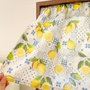 빈티지 타일 레몬 바란스커튼 주방 작은창 미니 커튼 60cm