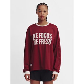 Refocus Mesh Round Neck T Shirt_Burgundy