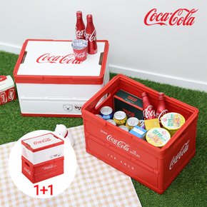 [E] [1+1구성] 코카콜라 30L 접이식 폴딩박스 정리함 COCO-CC25R(레드) / COCO-PB20W(화이트)