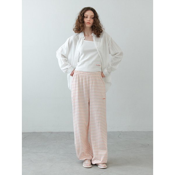 Stripe banding pants_ivory