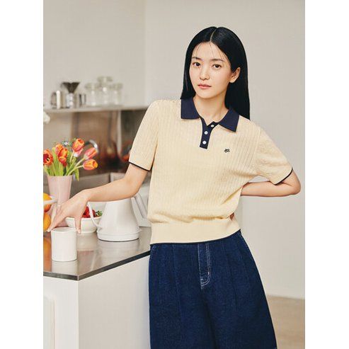 폴햄 여성) 버튼넥 케이블 반팔 풀오버 PHF2ET2470