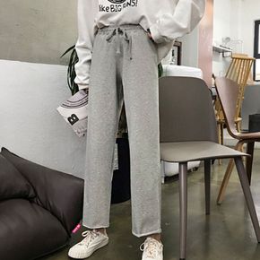여성데일리룩 기본 트레이닝 팬츠 일자핏 9부 추리닝 바지