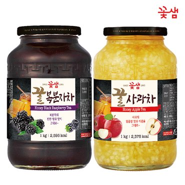  꽃샘 꿀 복분자차 1KG +꿀 사과차 1KG (과일청)