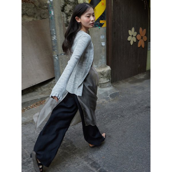 Ruffle sleeve cardigan_GREY