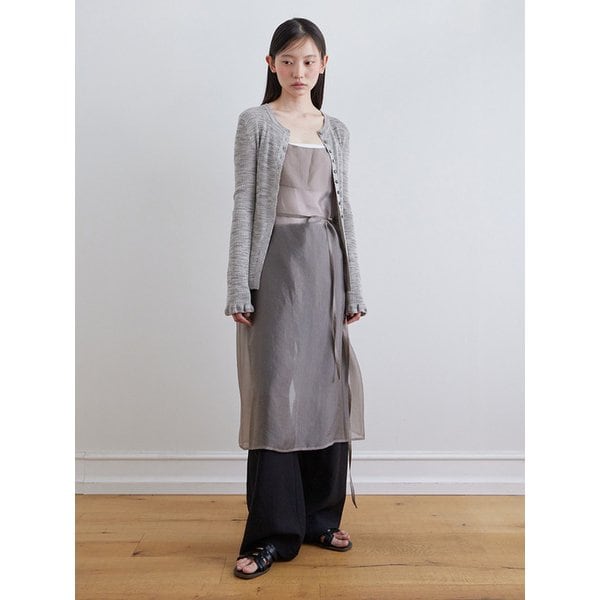 Ruffle sleeve cardigan_GREY