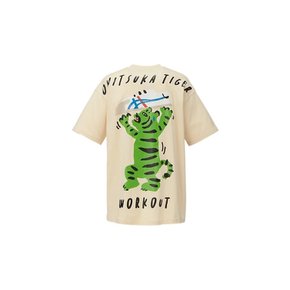 오니츠카타이거 남녀 공용 오버사이즈 그래픽 반팔 티셔츠 아이보리 2183B465.750