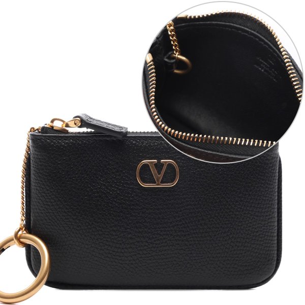 [부산점] 25FW 여성 브이로고 시그니처 키링 지퍼 카드지갑 (7W2P0AK6 SNP 0NO 25F)