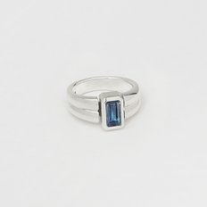 emerald cut blue kyanite ring