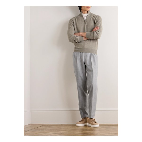 브루넬로쿠치넬리 테이퍼드 플리츠 버진 울 플란넬 드로스트링 팬츠 그레이 1647597341958356