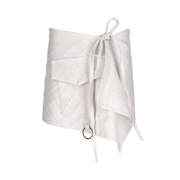 26SS WHITE CROSS PATTERN DENIM WRAP SKIRT