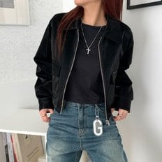 다잇템 여자 바이크 모조가죽 크롭점퍼 환절기 레자 숏자켓