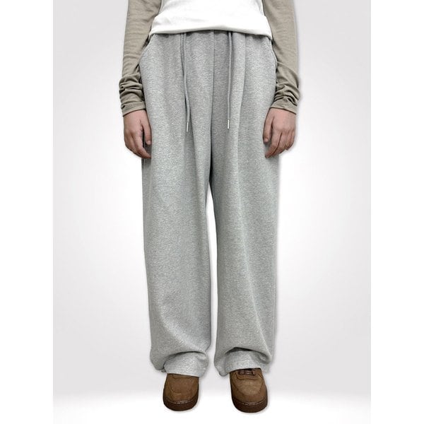 One Tuck Wide Sweat Pants_Gray