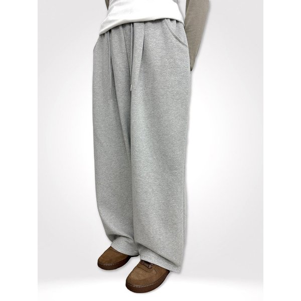 One Tuck Wide Sweat Pants_Gray