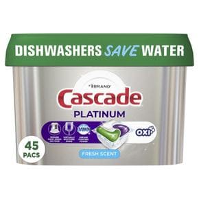 [해외직구] Cascade 캐스케이드 플레티넘+옥시 식기세척기세제 프레쉬향 45입 2팩