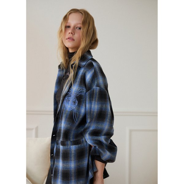 [시흥점] 여성 루즈핏 체크 스트링 셔츠(ER4OBL51)