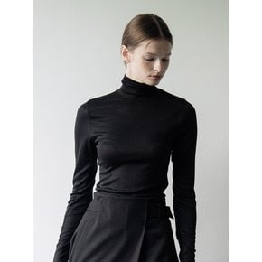 Turtleneck basic T-shirt - black