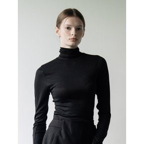 Turtleneck basic T-shirt - black