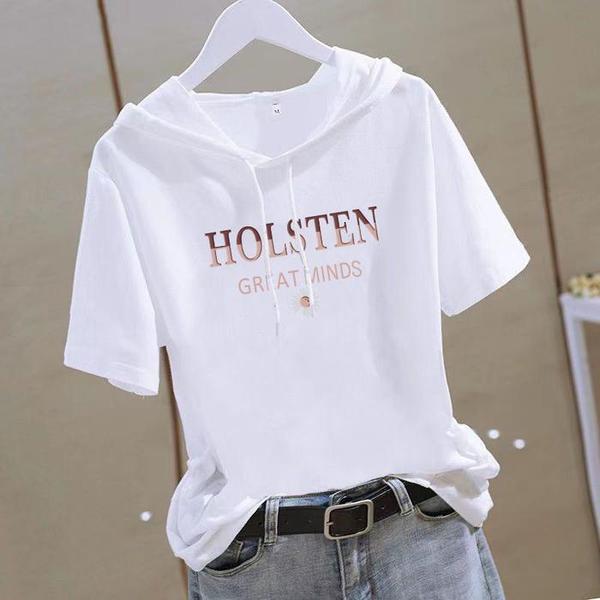 여성 반팔 후드 티셔츠 레터링 박시티 ht-02(1)