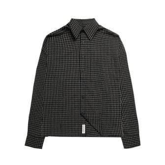 세인트페인 SP 크롭 스몰 체크 셔츠 블랙