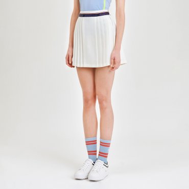 MARTINE GOLF [정상가 278000원]여성 허리 로고 플리츠 큐롯 화이트 (QW0DCU20331)
