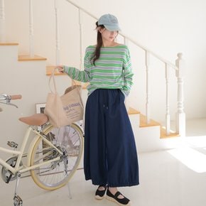 아나 여성 데일리 면 보트넥 배색 스트라이프 긴팔 티셔츠 여리핏 봄 가을