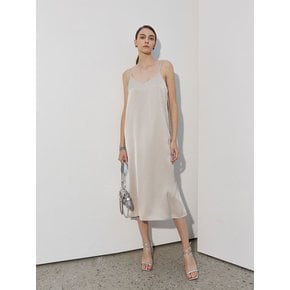 Satin Slip Dress Beige