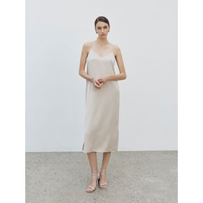 Satin Slip Dress Beige