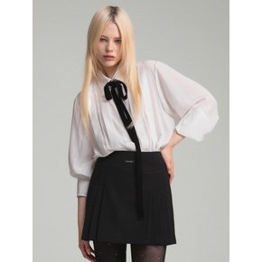 100% Silk classic pintuck shirt with ribbon